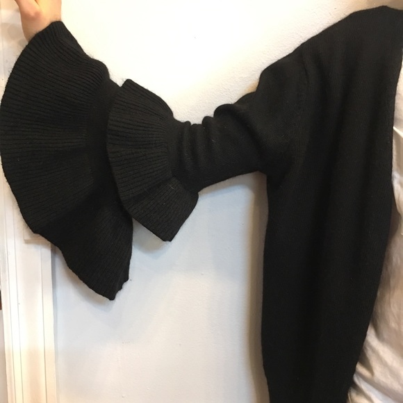 POL Sweaters - NWT black open cardigan sweater with ruffle sleeve